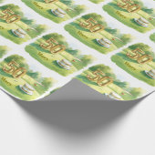 Golf 50th Birthday for golfer with cake and number Geschenkpapier (Ecke)