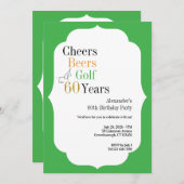 Golf 60. Geburtstag Cheers and Bers Green Einladung (Vorne/Hinten)