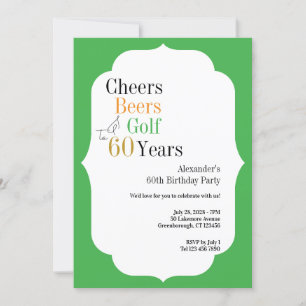 Golf 60. Geburtstag Cheers and Bers Green Einladung