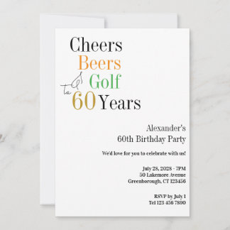 Golf 60. Geburtstag Cheers and Bierminual Einladung