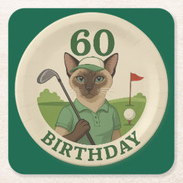 Golf 60. Geburtstag für Golfer mit Ball und Tee Rechteckiger Pappuntersetzer