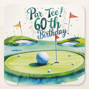 Golf 60. Geburtstag für Golfer mit Ball und Tee Rechteckiger Pappuntersetzer