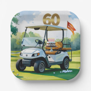 Golf 60. Geburtstag mit Golf Cart über Green Pappteller