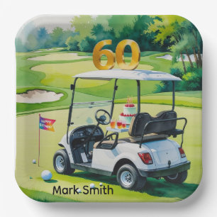 Golf 60. Geburtstag mit Golf Cart über Green Pappteller