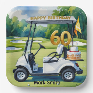 Golf 60. Geburtstag mit Golf Cart über Green Pappteller