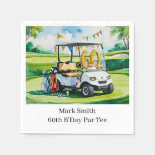 Golf 60. Geburtstag mit Golf Cart über Green Serviette