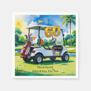 Golf 60. Geburtstag mit Golf Cart über Green Serviette