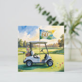 Golf 60. Geburtstag mit Golfwagen auf Grün Dankeskarte