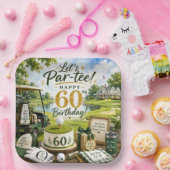 Golf 60. Geburtstag mit Golfwagen auf Grün Pappteller (Party)