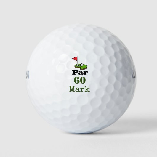 Golf 60. Geburtstag Par tee sechzig Golfball (Vorderseite)