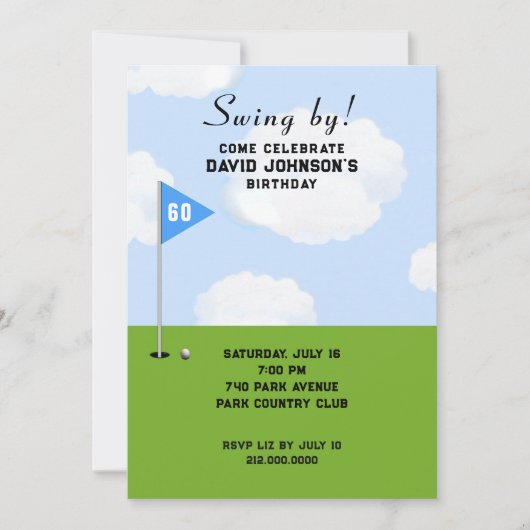Golf 60. Geburtstagsparty Einladung (Vorderseite)