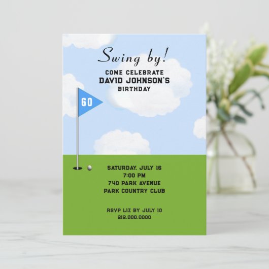 Golf 60. Geburtstagsparty Einladung (Stehend Vorderseite)