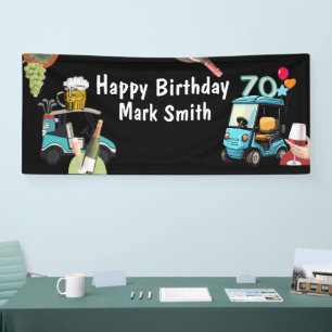 Golf 70. Geburtstag bis Golfer mit Golf Cart lusti Banner