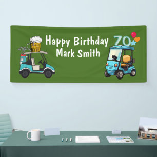 Golf 70. Geburtstag bis Golfer mit Golf Cart lusti Banner
