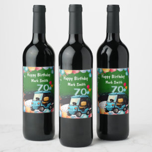 Golf 70. Geburtstag bis Golfer mit Golf Cart lusti Weinetikett