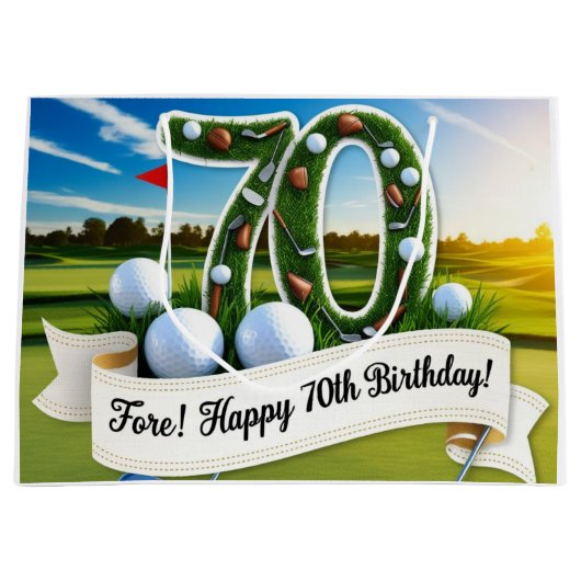 Golf 70. Geburtstag für Golfer Große Geschenktüte (Vorderseite)