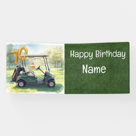 Golf 70. Geburtstagbanner mit Golfwagen, Banner (Horizontal)