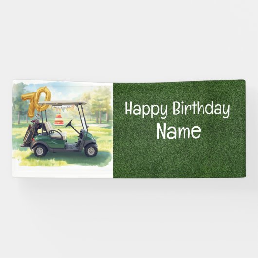 Golf 70. Geburtstagbanner mit Golfwagen, Banner (Horizontal)