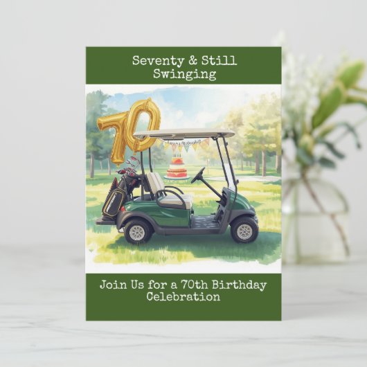 Golf 70th birthday Par Tee Golfer party Invitation Einladung (Stehend Vorderseite)