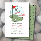 Golf 70th Birthday Party Hand Drawn Modern Green Einladung