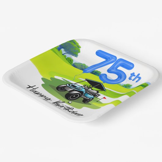 Golf 75. Geburtstag bis Golfer Pappteller (Gewinkelt)