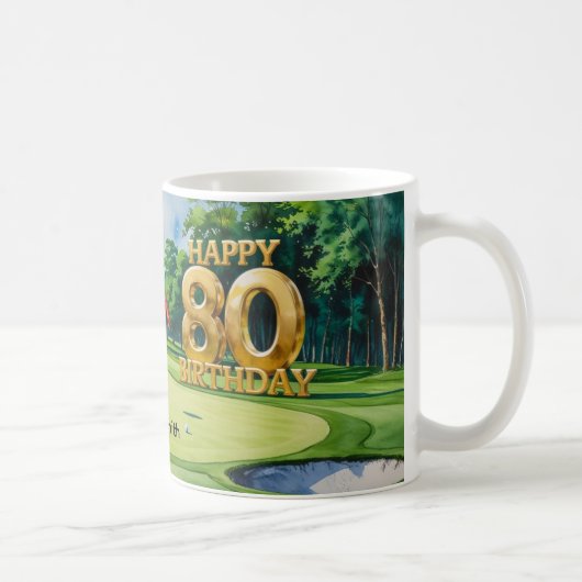 Golf 80. Geburtstag auf Golfplatz Kaffeetasse (Rechts)