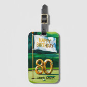 Golf 80. Geburtstag auf Grün Gepäckanhänger (Vorderseite Vertikal)