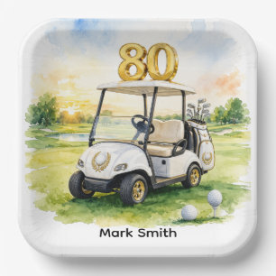 Golf 80. Geburtstag für Golfer Pappteller
