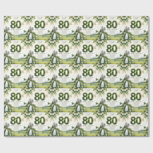 Golf 80. Geburtstag Grün Wasserfarbe Golfplatz Geschenkpapier