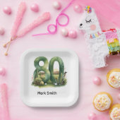 Golf 80. Geburtstag mit Golfball Arizona-Golfer Pappteller (Party)