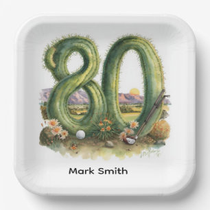 Golf 80. Geburtstag mit Golfball Arizona Golfer Pappteller