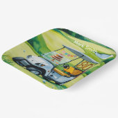 Golf 80. Geburtstag mit Golfwagen auf Grün Pappteller (Gewinkelt)