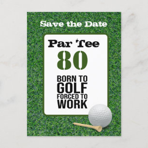 Golf 80. Geburtstag, zum Golfen geboren, zur Arbei Postkarte