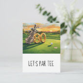Golf 80th Birthday Party Let's par tee Postkarte (Stehend Vorderseite)