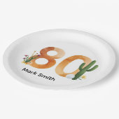 Golf 80th Birthday with golf ball  Arizona golfer Pappteller (Schrägansicht)