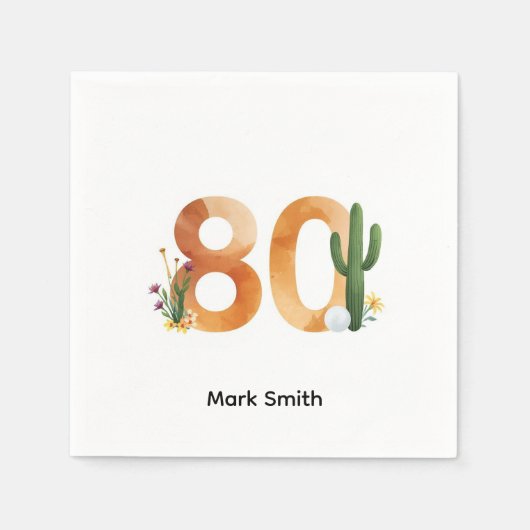 Golf 80th Birthday with golf ball  Arizona golfer Serviette (Vorderseite)