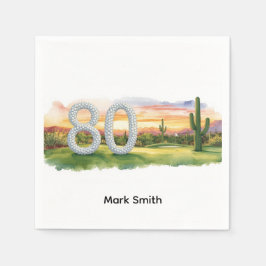 Golf 80th Birthday with golf ball Arizona golfer Serviette