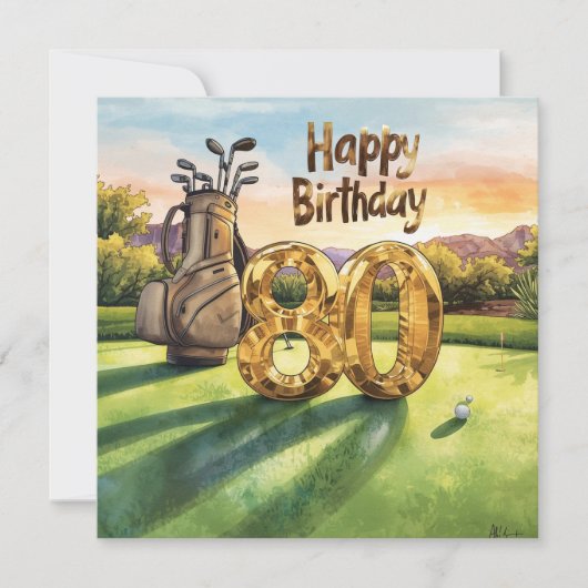 Golf 80th Birthday with golf ball for golfer Karte (Vorderseite)