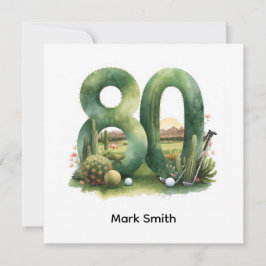 Golf 80th Birthday with golf ball for golfer Karte