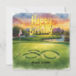 Golf 80th Birthday with golf ball for golfer Karte