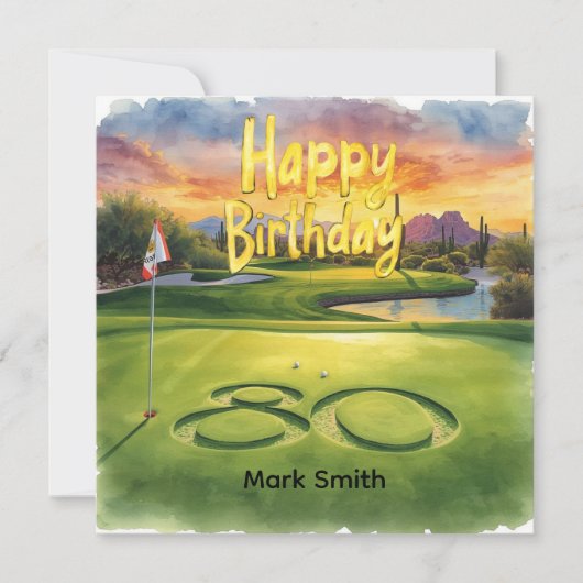 Golf 80th Birthday with golf ball for golfer Karte (Vorderseite)