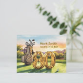 Golf 80th Birthday with Golf Cart on Putting Green Postkarte (Stehend Vorderseite)