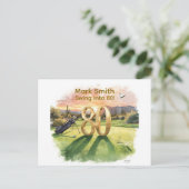 Golf 80th Birthday with Golf Cart on Putting Green Postkarte (Stehend Vorderseite)