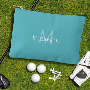 Golf Abschlag Golfer Blaugrün Monogramm Modernes A Zubehörtasche
