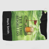 Golf Abschlag vor meinem Ja-Wort Junggesellenabsch Golfhandtuch (Horizontal)