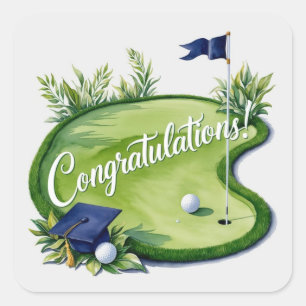 Golf-Abschluss auf Putting Green Quadratischer Aufkleber
