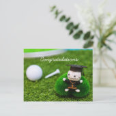Golf Abschluss mit Golfball und Abschlag auf Grün Postkarte (Stehend Vorderseite)