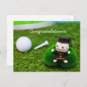 Golf Abschluss mit Golfball und Abschlag auf Grün Postkarte (Vorne/Hinten)