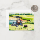 Golf Abschluss zum Thema Golfer auf Grün Mitteilungskarte (Vorderseite/Rückseite Beispiel)