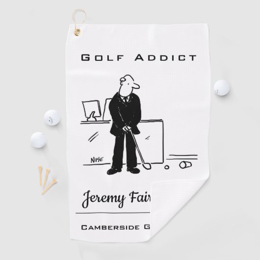 Golf Addict - Funny Golf Cartoon Golf Handtuch (Insitu)